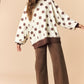 Khloe Reversible Brown Stripe/Dot Mockneck