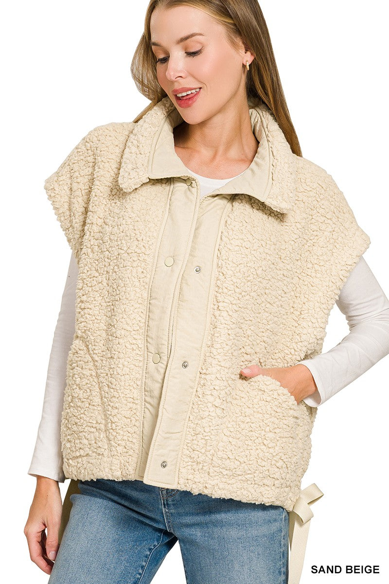 Julia Sherpa Vest in Sand Beige