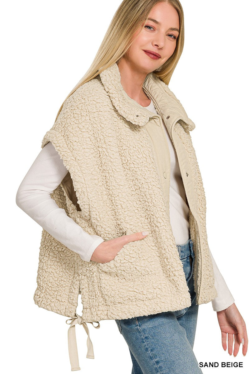 Julia Sherpa Vest in Sand Beige
