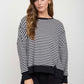 Addison Stripe Exposed Seam Split Hem Long Sleeve Knit Top