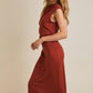 Lauren One Shoulder Midi Dress in Rust