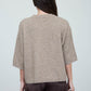 Heathered Crew Neck Half Sleeve Boxy Pullover in Tan