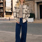 Elise Plaid Boxy Button Down Collared Long Sleeve Shirt