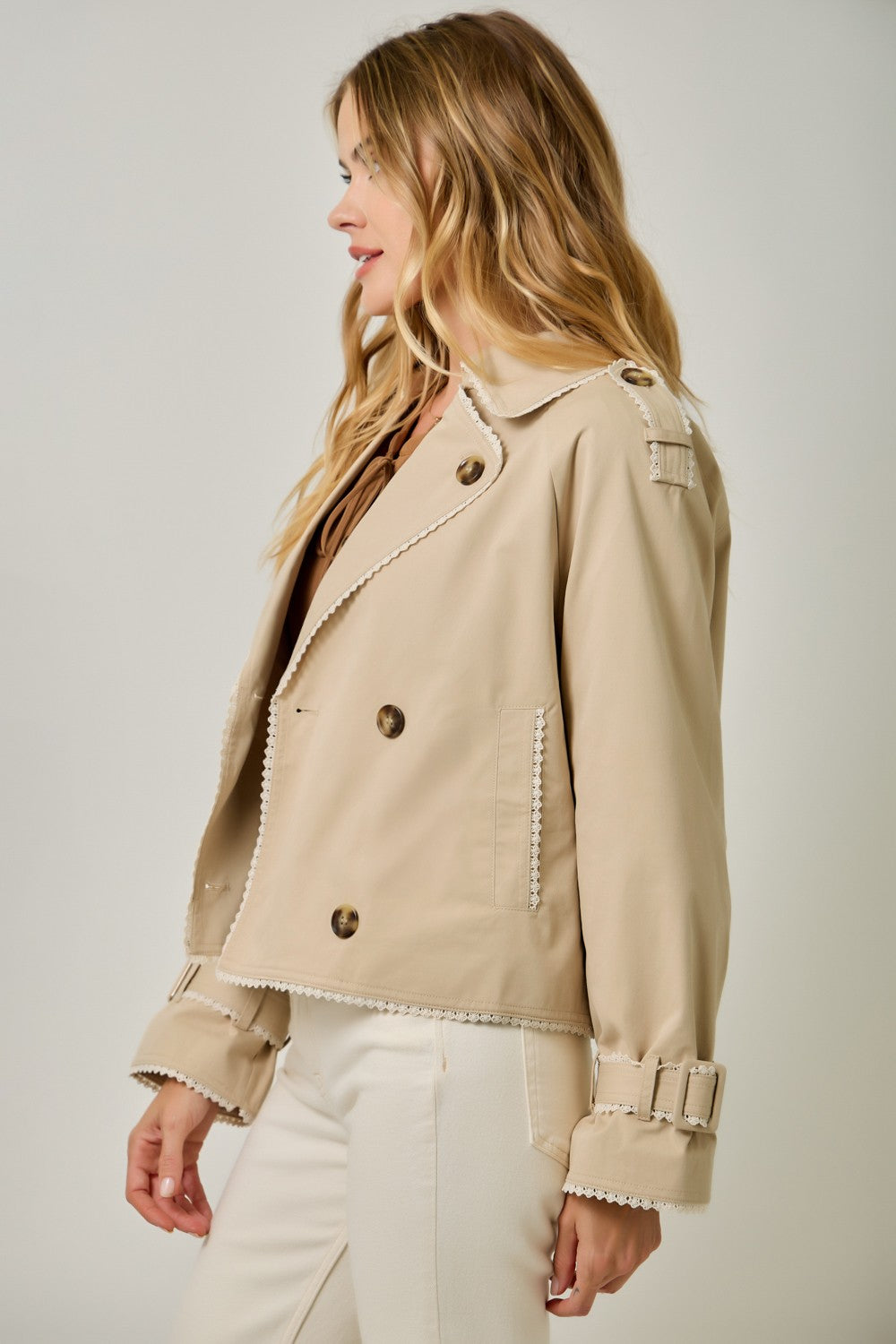 Lucy Lace Trim Half Length Trench Coat