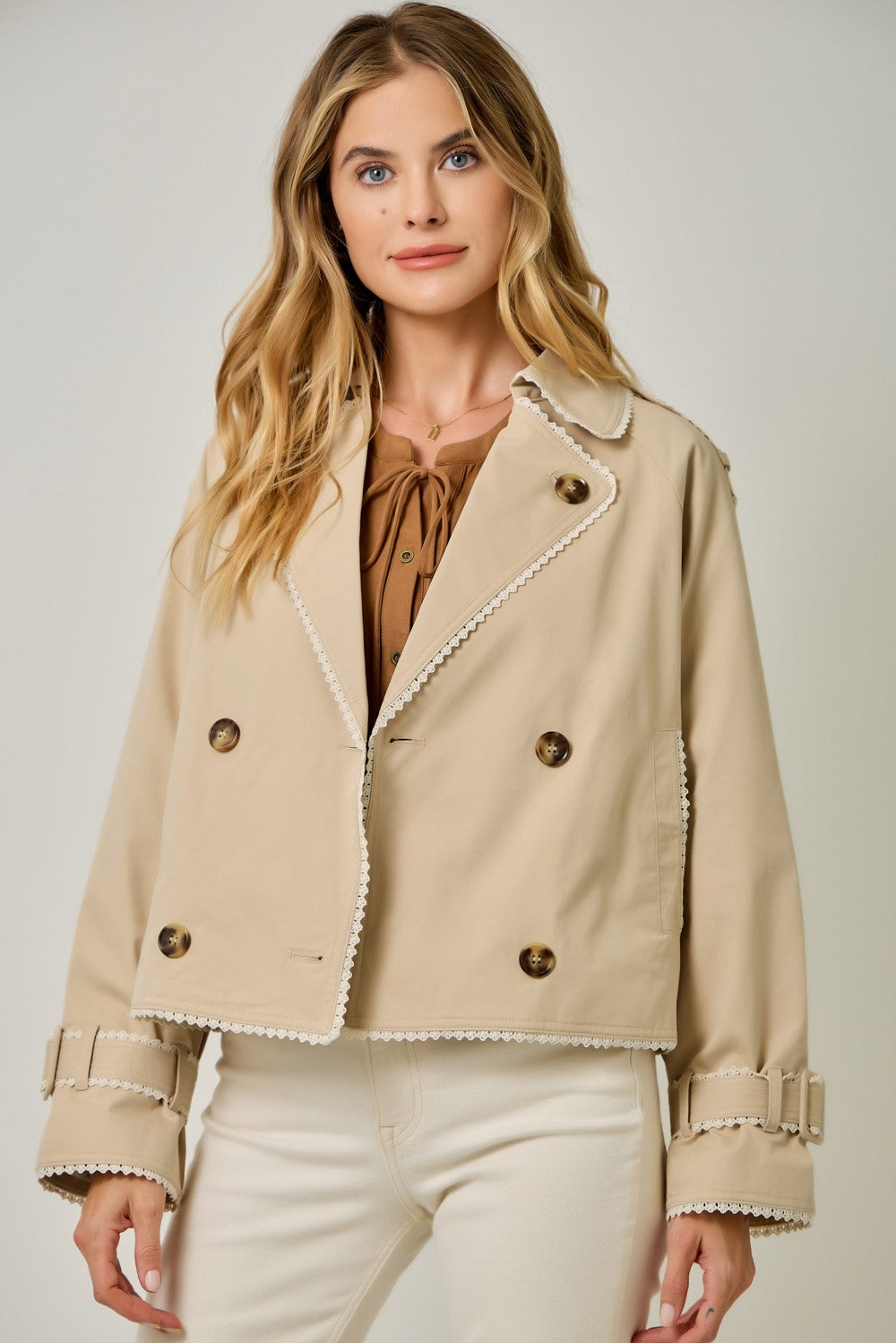 Lucy Lace Trim Half Length Trench Coat