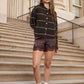 Alayna Brown Striped Sweater in Dark Brown