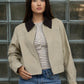 Corrine Contrast Corduroy Collar Zip-up Jacket