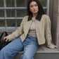 Corrine Contrast Corduroy Collar Zip-up Jacket