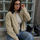 Corrine Contrast Corduroy Collar Zip-up Jacket