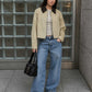 Corrine Contrast Corduroy Collar Zip-up Jacket