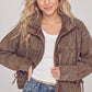 Cleo Garment Dye Washed Denim Pocket Shirring Bow Tie Jacket