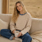 Kaylee Color Block Neck Trim Long Sleeve Boxy Knit Top