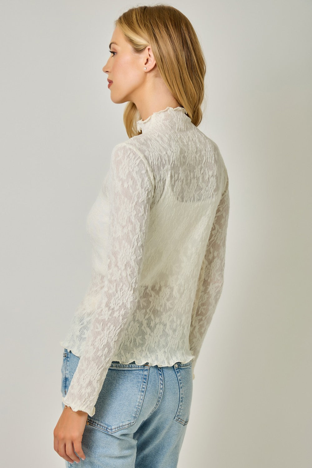 Carolyn Lettuce Edge Textured Knit Top