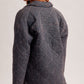Katelynn Navy Checker Print Button Front Side Slit Oversized Puffer Jacket