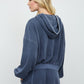 Juli Navy Cropped Hooded Kangaroo Pocket Knit Top