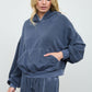 Juli Navy Cropped Hooded Kangaroo Pocket Knit Top