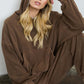 Juli Brown Cropped Hooded Kangaroo Pocket Knit Top