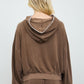 Juli Brown Cropped Hooded Kangaroo Pocket Knit Top