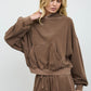 Juli Brown Cropped Hooded Kangaroo Pocket Knit Top