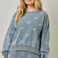 Zoey Printed Knit Denim Sweatshirt