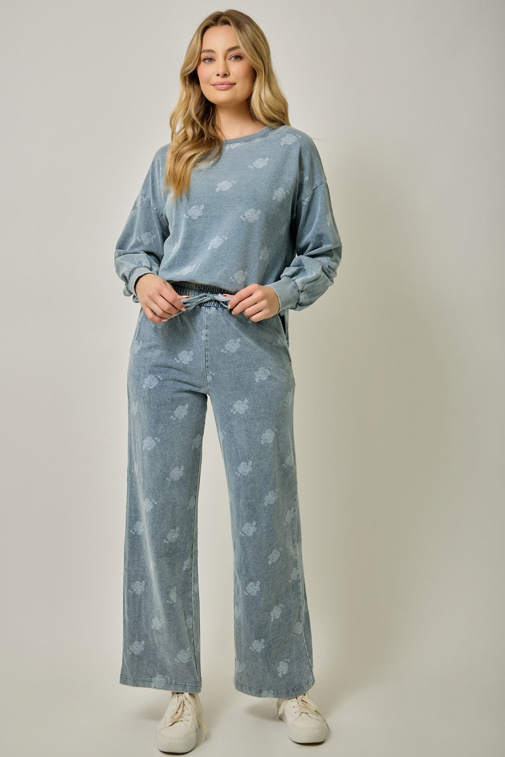 Zoey Printed Knit Denim Sweatshirt