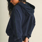 Jessica Plaid Side Stripe Oversized Pullover Hoodie in Navy