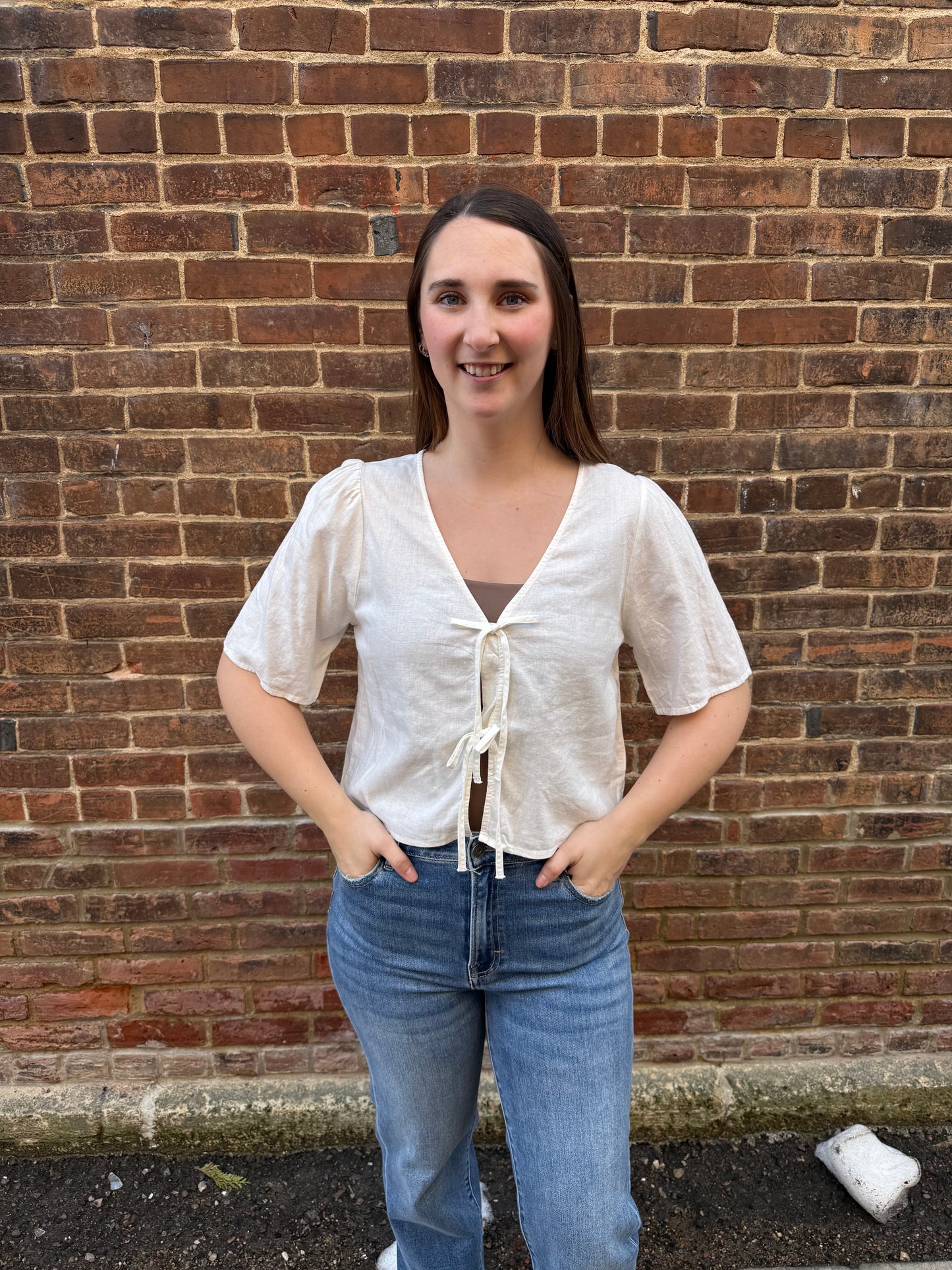 La Belle Linen Top in White