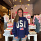 Navy USA 4th Of July Embroidered Mockneck