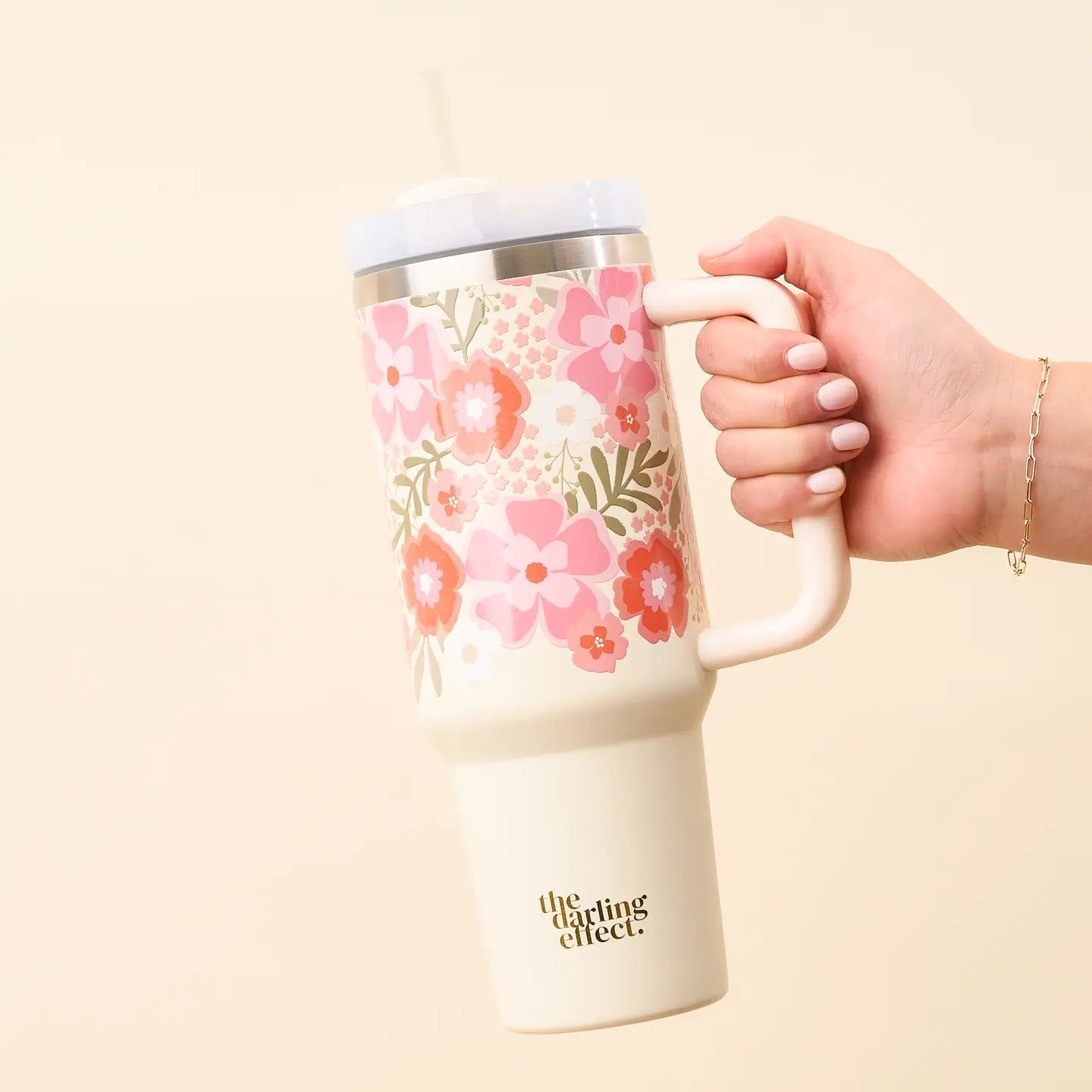 40 oz Tumbler in Beyond Blooms Pink Orange