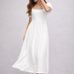 Bailey Square Neck Back Slit Puff Maxi Dress in Ivory