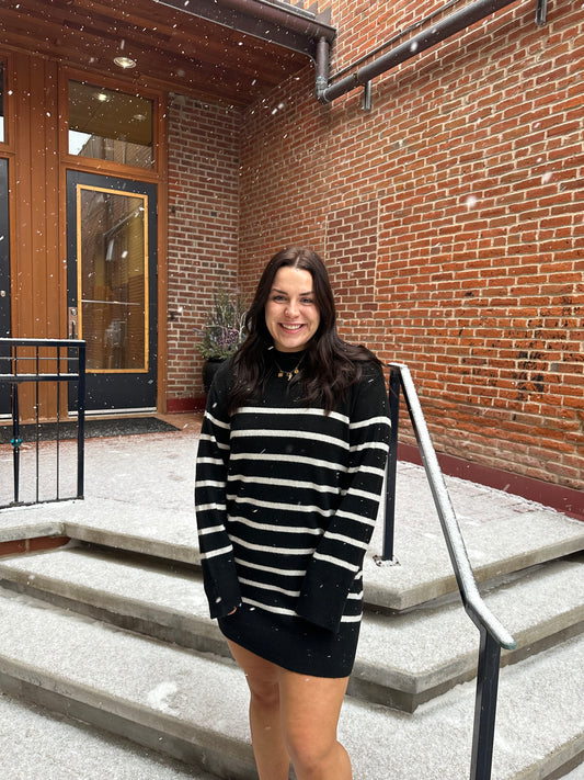 Fin Stripe Sweater Dress Black
