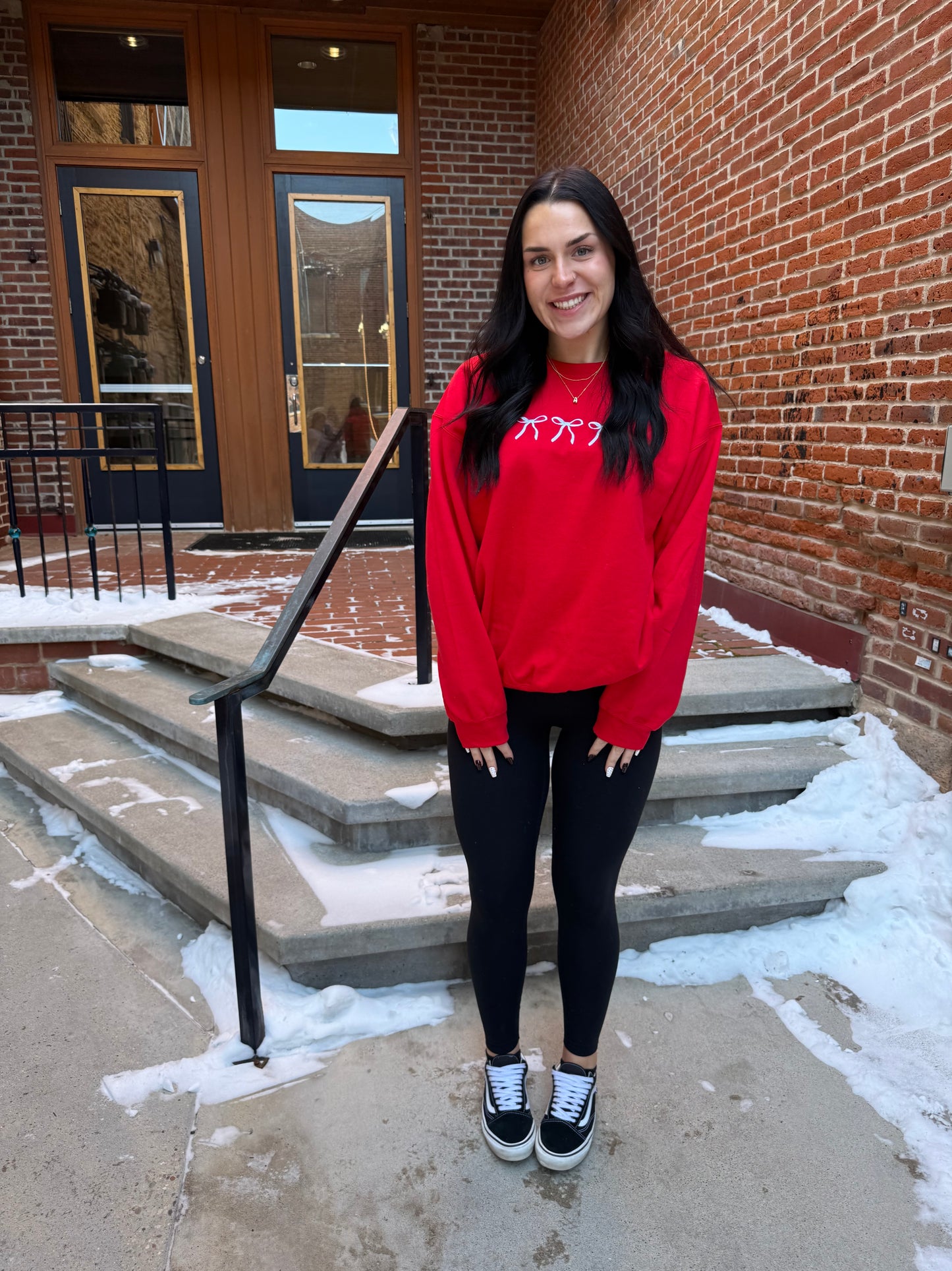 Dainty Bow Embroidered Crewneck