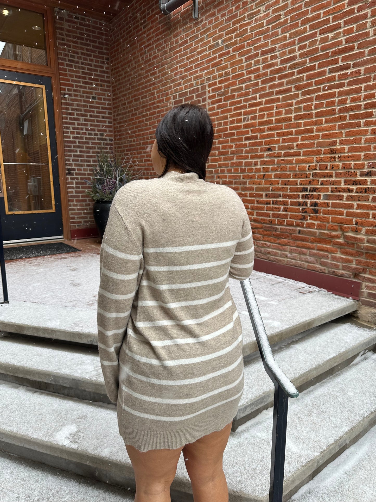 Fin Stripe Sweater Dress Heather Taupe