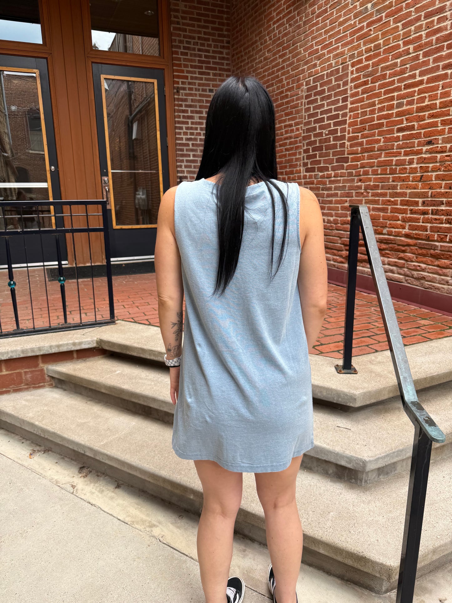 Solace Jersey Denim Mini Dress in Light Denim