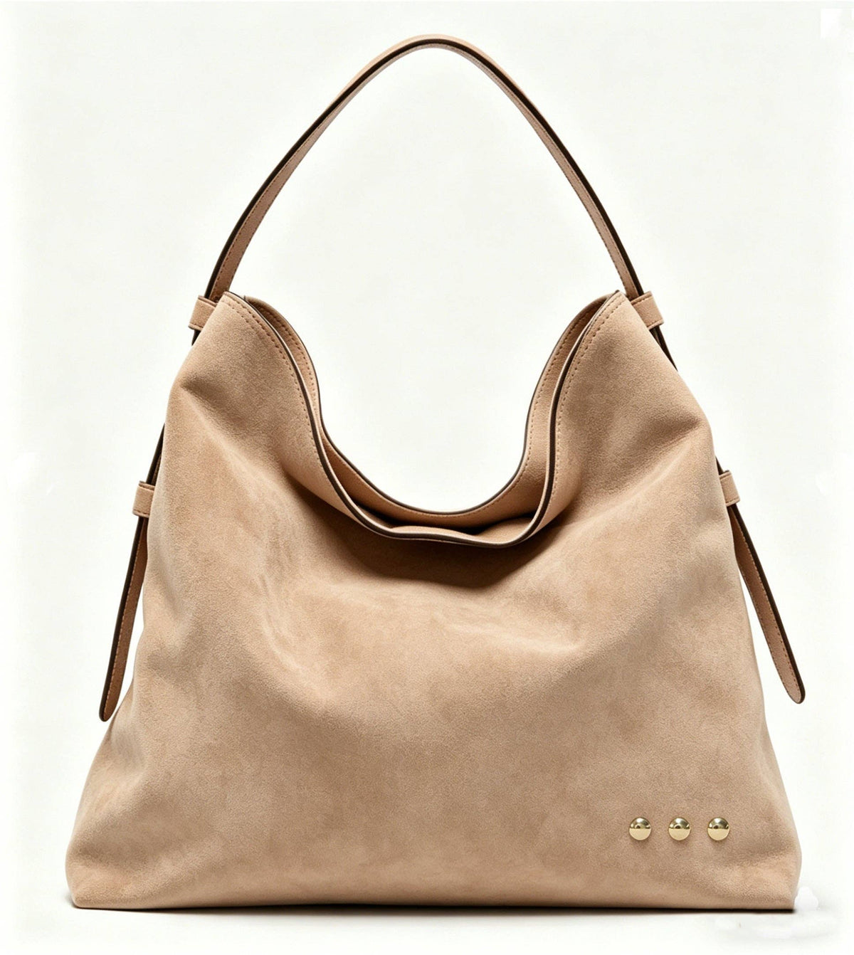 Evie Suede Hobo Shoulder Bag in Taupe