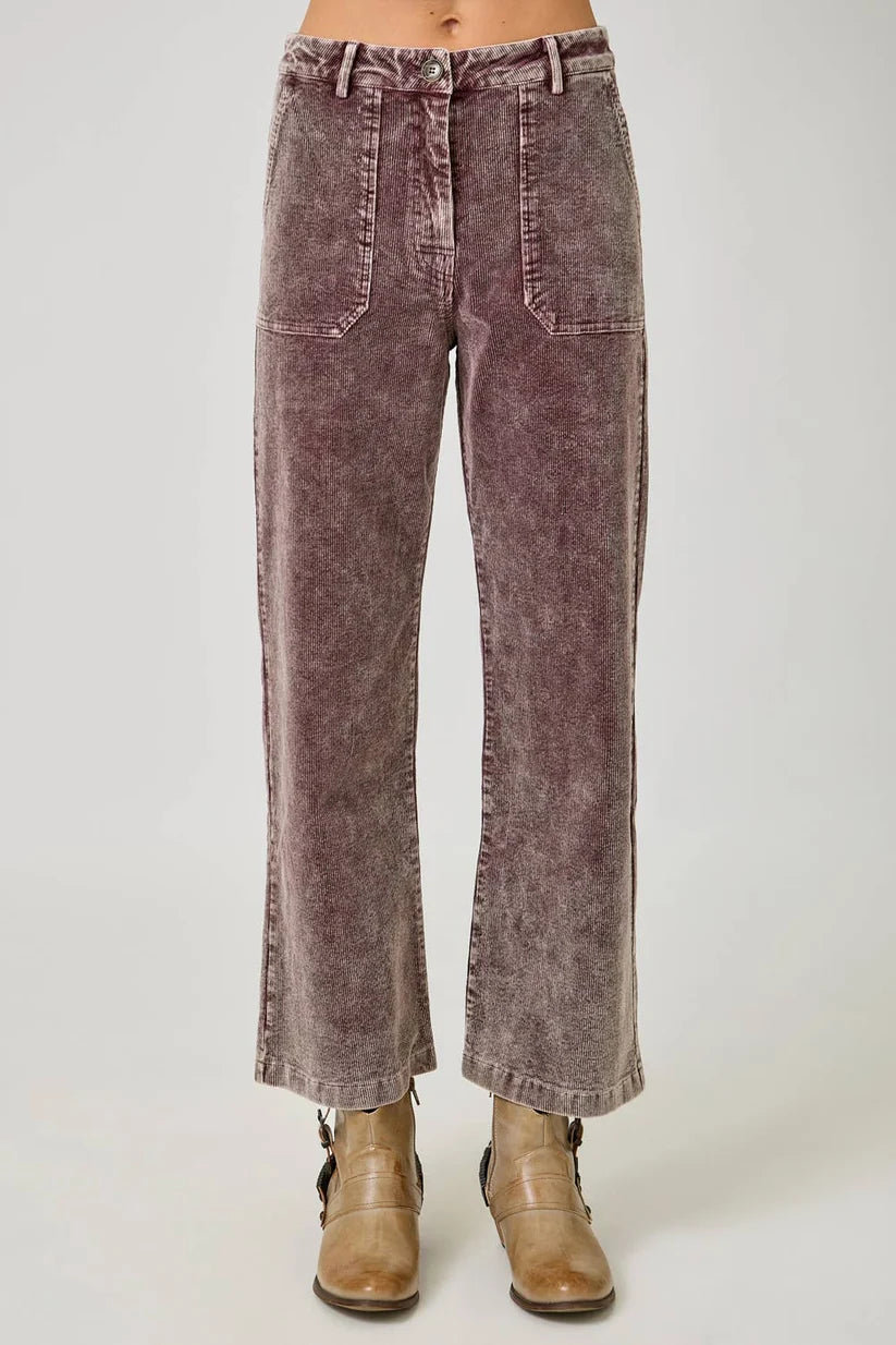 Julie Washed Corduroy Trousers in Eggplant