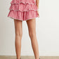 Aria Tiered Ruffle Mini Skort in Red