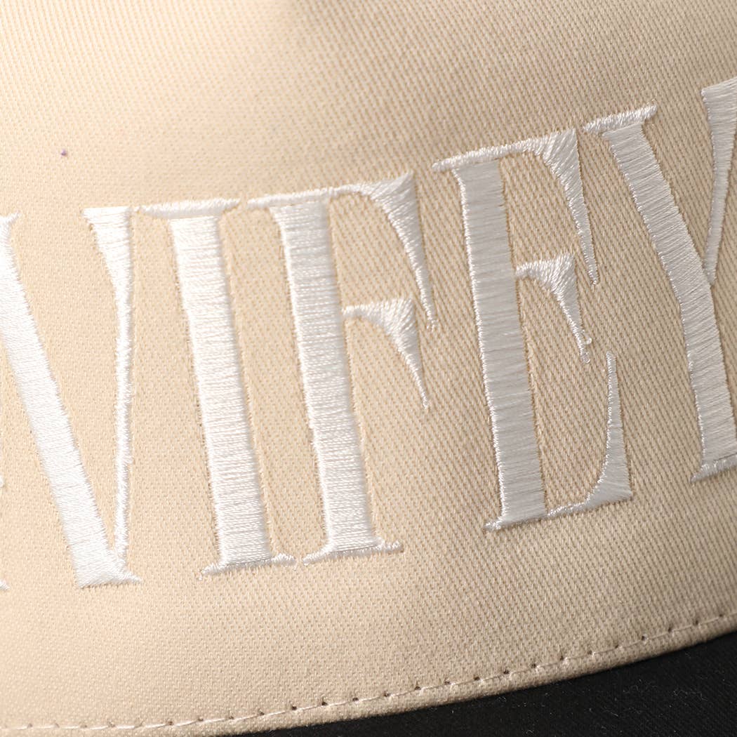 WIFEY Two-Tone Canvas Trucker Hat with Bay Leaf in Black