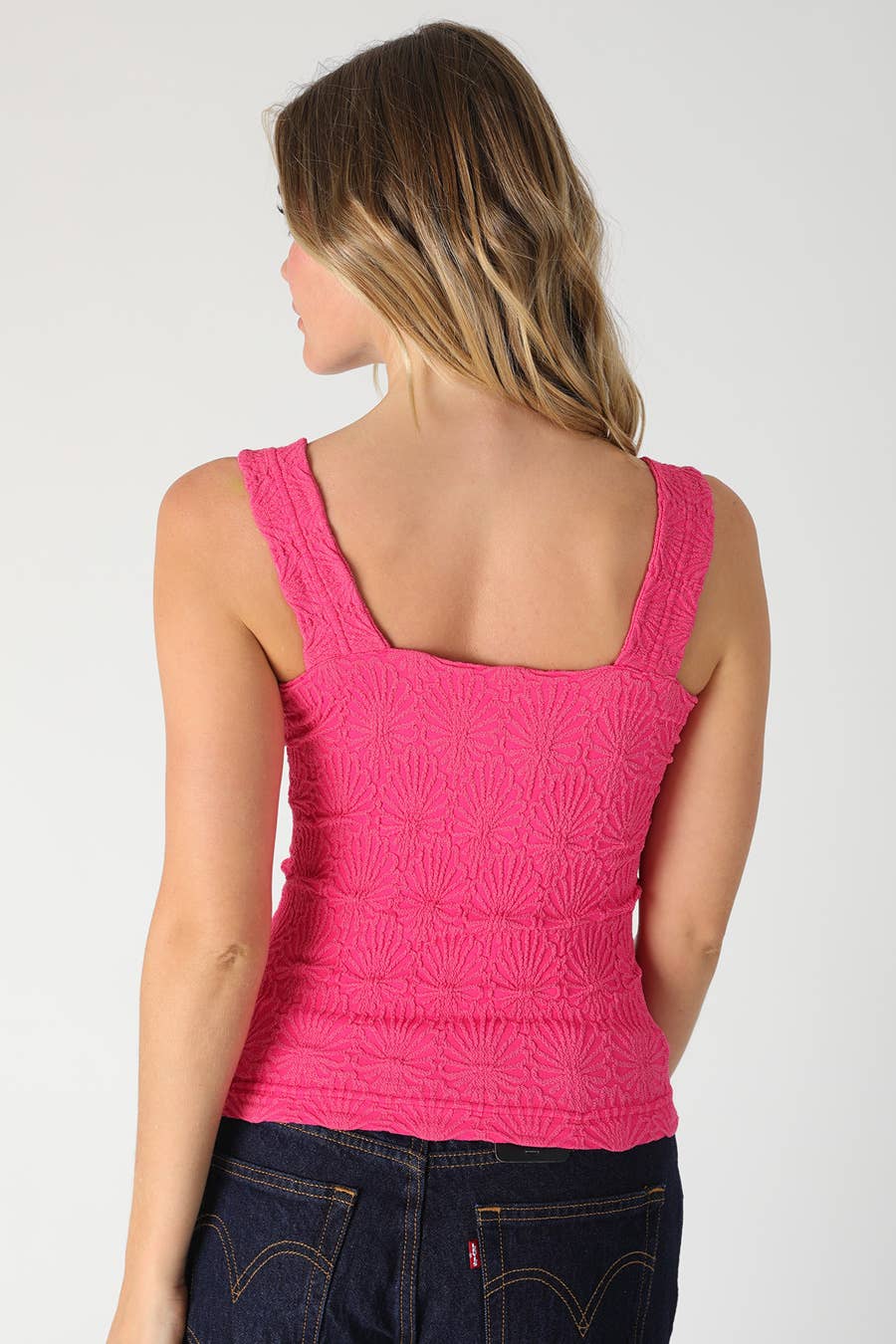 Lace Textured Square Top in Pale Banana