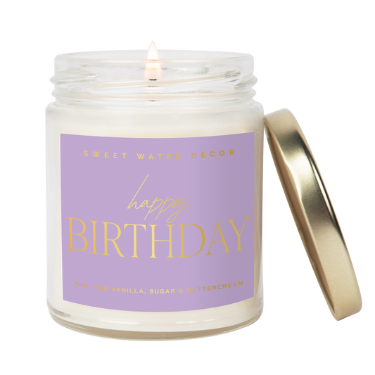 Happy Birthday 9 oz Soy Candle (Gold Foil)