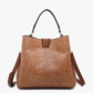 Croc-Brown Tati Satchel w/ Shoulder Strap
