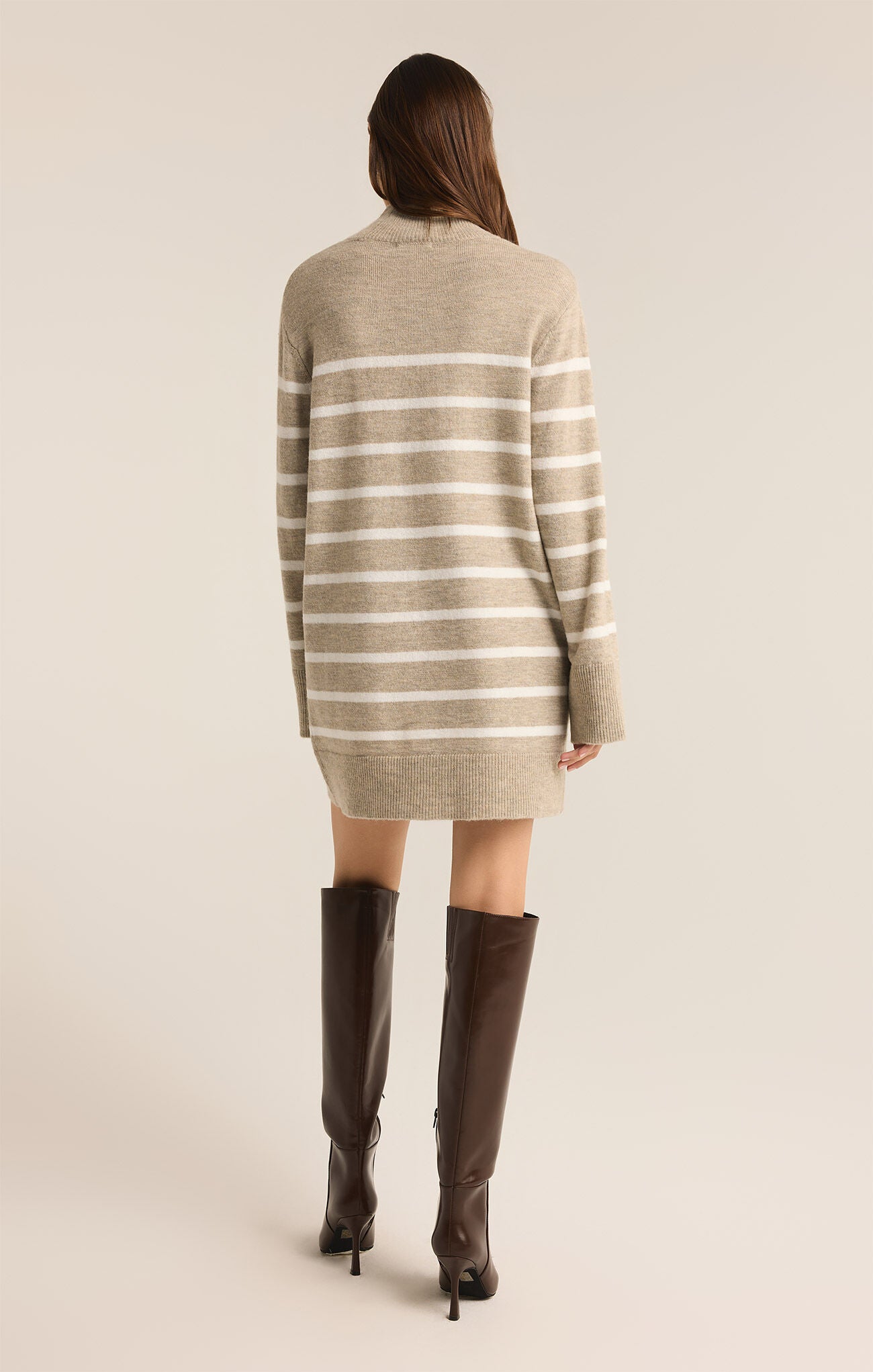Fin Stripe Sweater Dress Heather Taupe