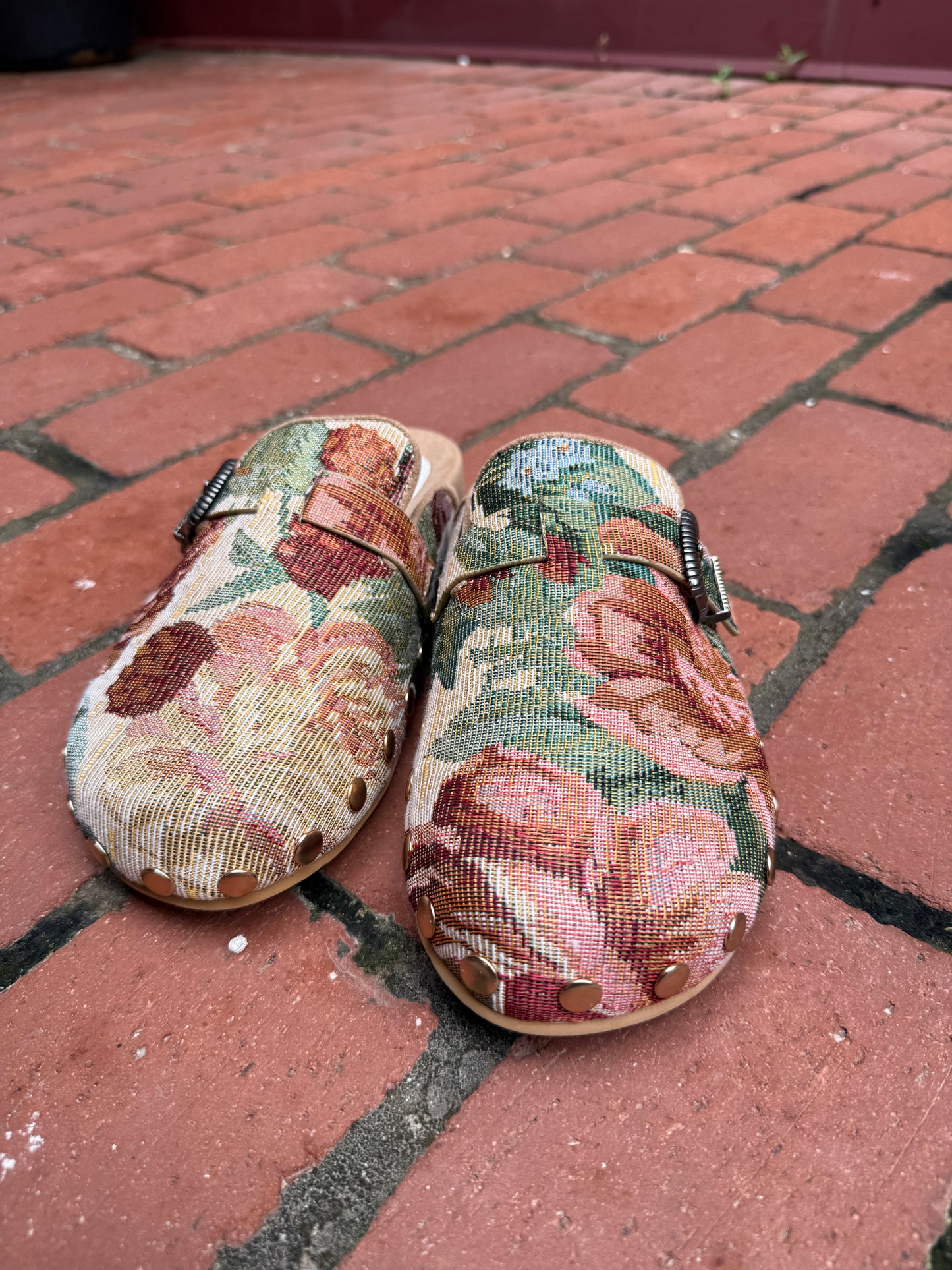 The Toni Floral Tapestry Studded Buckle Fall Clog
