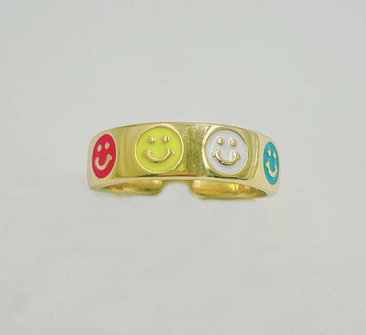 Gold Filled Happy Face Adjustable Ring