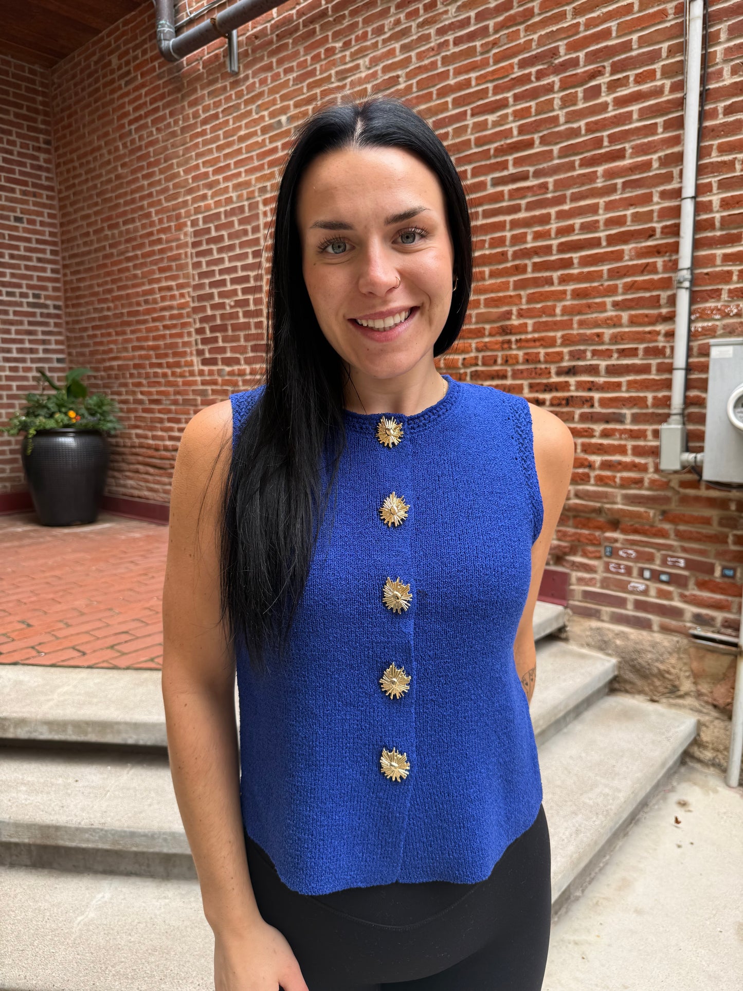 Shelby Royal Blue Button Accent Sweater