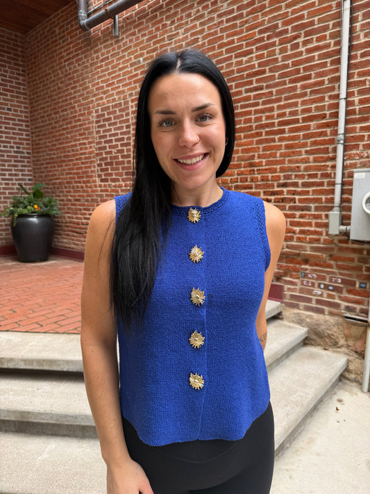 Shelby Royal Blue Button Accent Sweater