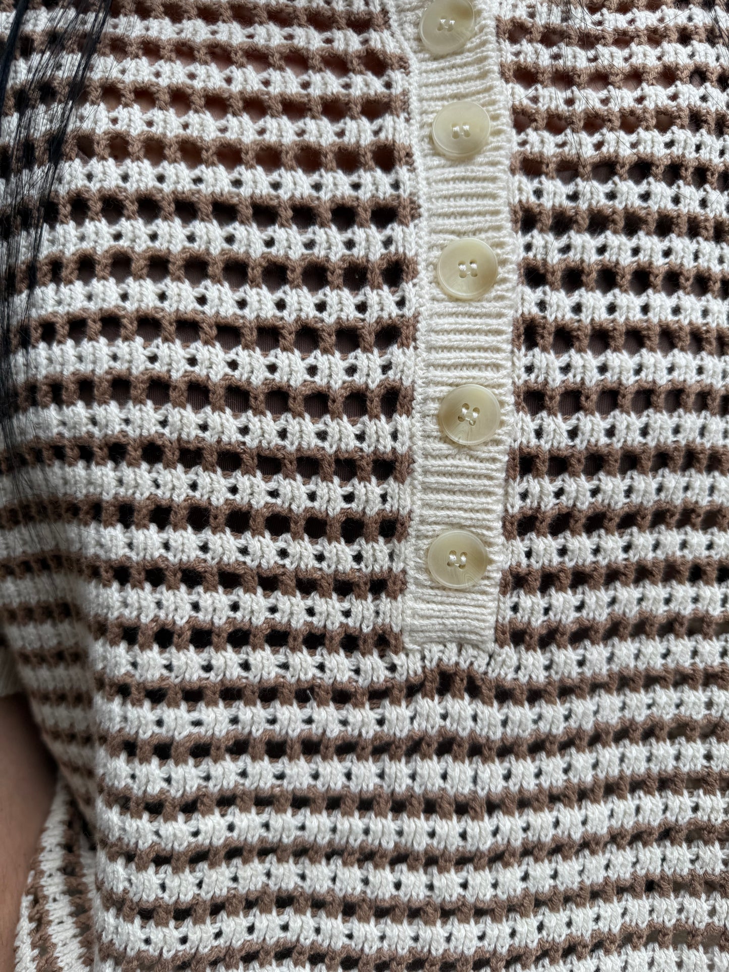 Kylo Striped Crochet Sweater in Taro