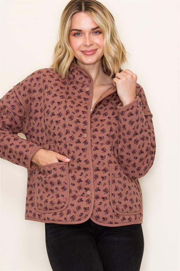 Ashley Button Down Coat in Ditsy Floral