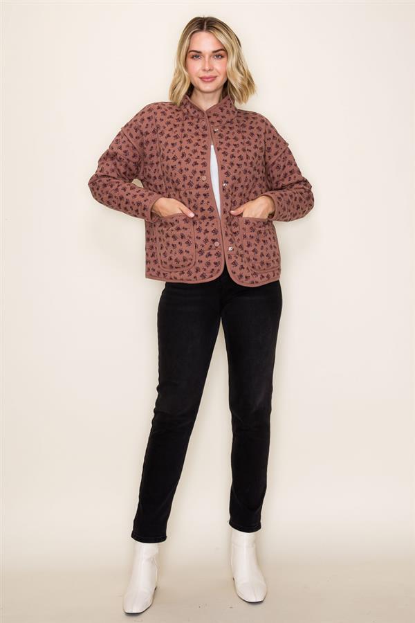 Ashley Button Down Coat in Ditsy Floral