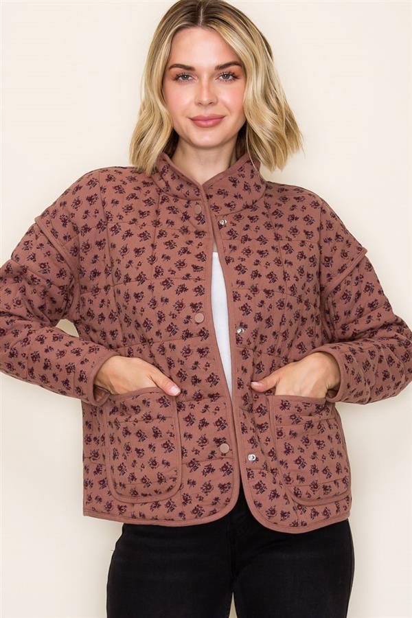 Ashley Button Down Coat in Ditsy Floral